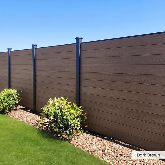 GoFence Composite(1)  6' X 6' Trellis Fence Kit'   Grey posts, brown fence