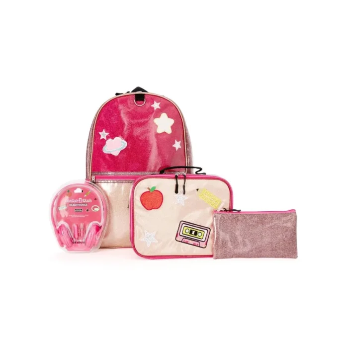 Locker Club Kids' 16L Kids Backpack with Lunch Box Headphone - Red/Gray