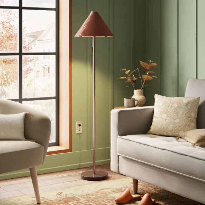 Threshold Floor Lamp with Leather Shade Brown - Threshold