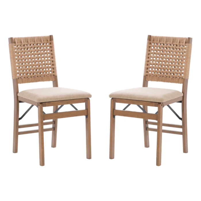Natural Woven Back Folding Chair
