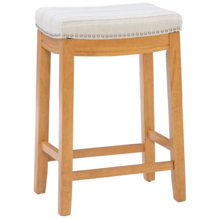 Transitional Upholstered Counter Stool with Nail-Head Trim
