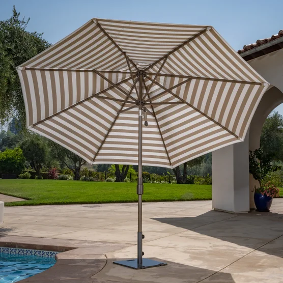 SunVilla 11' Round Cabana Stripe Aluminum Market Umbrella