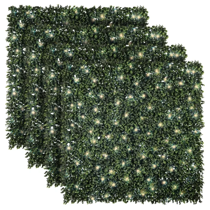 Golden Select American Boxwood Artificial Hedge Panel with Lights,3.2*3.2ft 4-pack