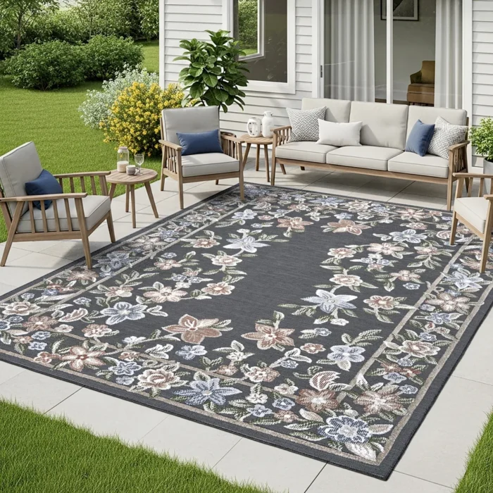 Laguna Indoor/Outdoor Area Rug, Beta Black, 7'10" x 10'
