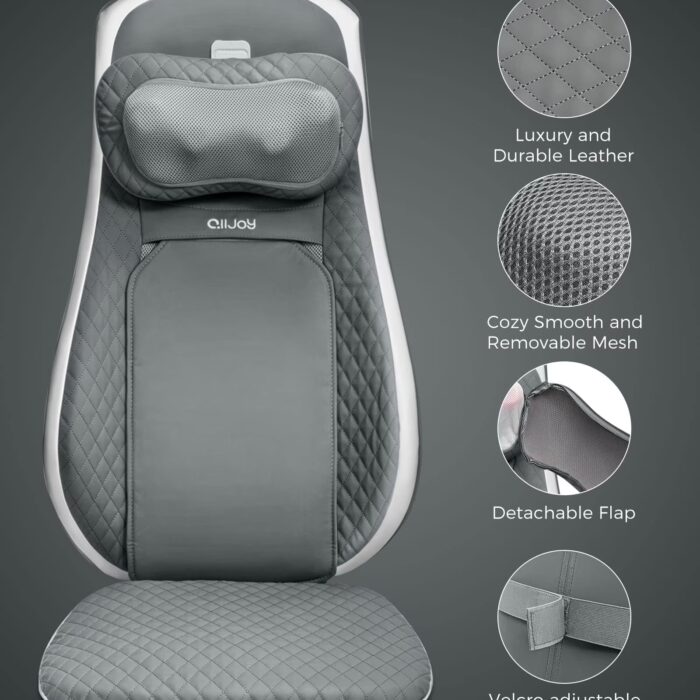 ALLJOY Back Massager with Heat，Chair Massager Pad, Massage Seat Cushion with 10 Vibration Motors, Gifts for Women and Men, Standard