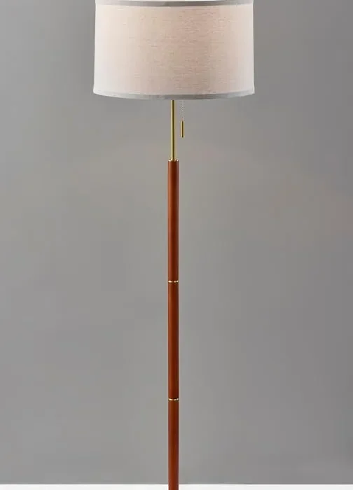 Walnut Brass Floor Lamp