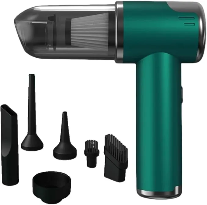Portable Car Vacuum Cleaner, 2-in-1 Handheld Vacuum & Sealer, 10,000Pa Strong Suction Cordless Mini Vacuum for Car/Home/Keyboard/Pet Hair, Compact Rechargeable with Washable HEPA Filter (Green)