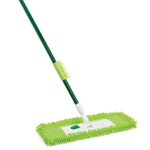 Libman Commercial 195 Microfiber Dust Mop, Steel Handle, 18" Wide, Green Handle and Yellow Pad (Pack of 1)