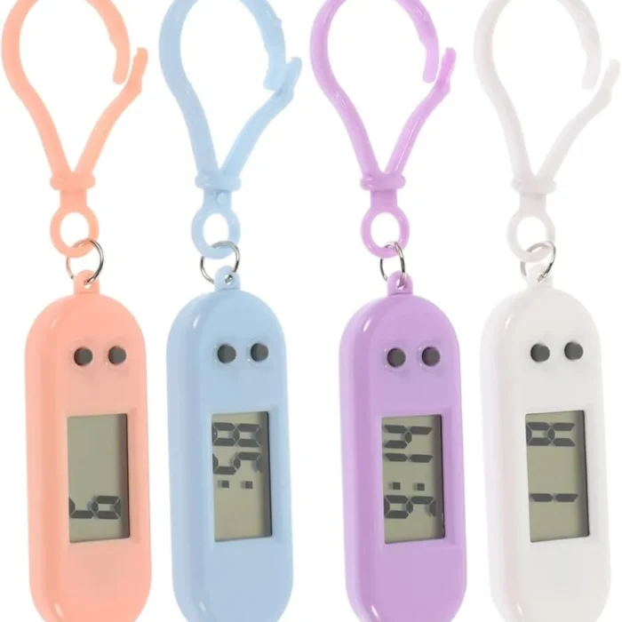 Hemobllo 4pcs Digital Pocket Watch Keychain for Students - Mini Portable Backpack Clock with Lanyard - Kids Silent Exam Timer & Keychain Watch for School