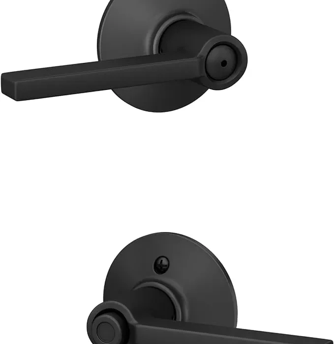 Schlage F40 V LAT 622 Latitude Door Lever, Bed & Bath Privacy Lock, Matte Black