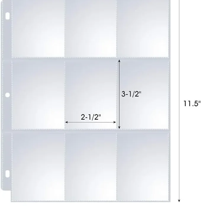 120 Pack 9 Pocket Page Protectors, Sooez Double Sided Trading Card Sleeves for 3 Ring Binder, Baseball Cards Holder, Protective Pages Sheets for Binders Album, Fit for Collectible Games, Sports Cards