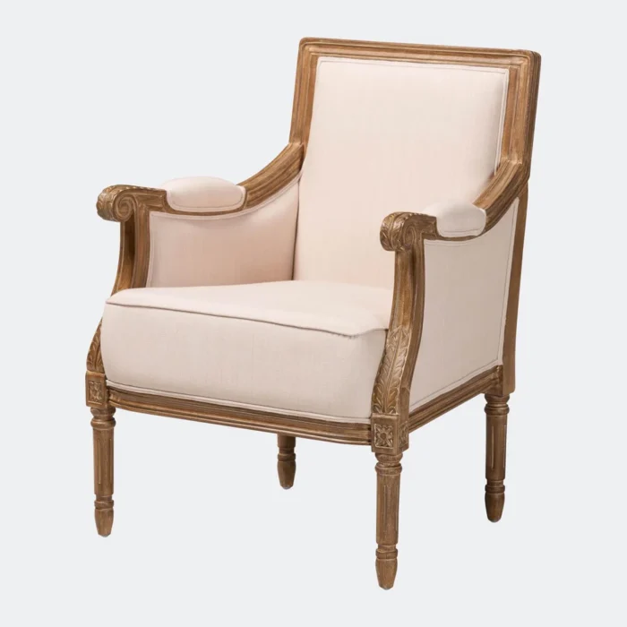 Beige Linen French Accent Chair for Stylish Spaces