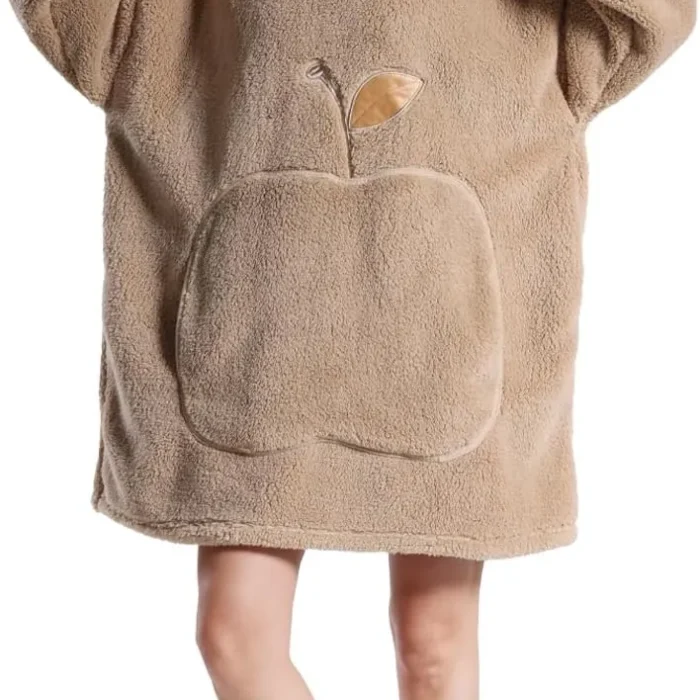 Wearable Blanket Hoodie for Women - Oversized Hooded Blanket for Adults Fluffy Plush Blanket Sweatshirt Warm Cozy Christmas Birthday Gifts for Mom Khaki