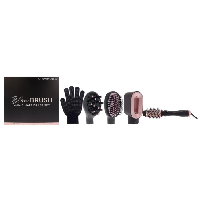 The Beachwaver Co. Blow Brush - Midnight Rose | Versatile Blow-Dry Brush for All Hair Types w/Interchangeable Attachments | 2 Speeds, 4 Heat Settings, and 4 Attachments