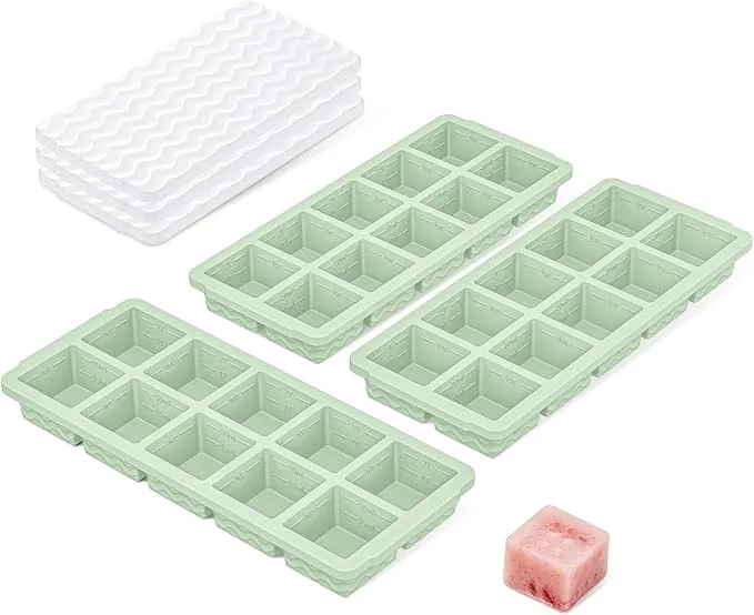 Aopigavi 3-Pack Ice Cube Trays, 10 Cubes 2 Tbsp. Silicone Freezer Molds with Lids, Reusable Ice Trays for Freezer, Kitchen, RV, Cocktail, Whiskey, Coffee, Soup & Food, BPA Free, Dishwasher Safety