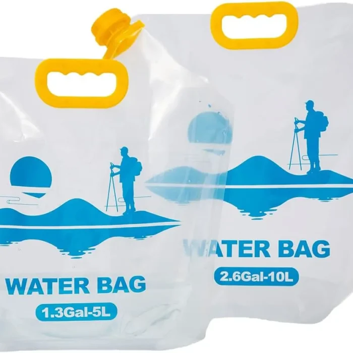 WQZOSTC Collapsible Emergency Water Container Bag,WaterStorageCube,Flat Folding,BPA Free Food Grade,Clear Plastic Storage Jug for Camping Hiking Backpack,No-Leak Freezable,Water Bottle 2.6 Gallon/2pcs