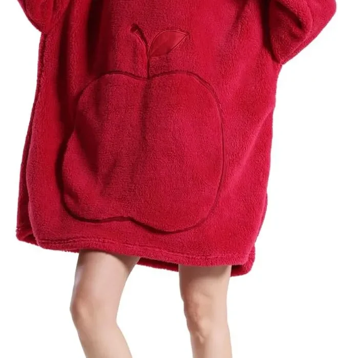 Wearable Blanket Hoodie - Oversized Hooded Blanket for Warm Cozy Christmas Birthday Gifts Women for Adults Fluffy Plush Blanket Sweatshirt for Mom Wine Red