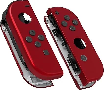 eXtremeRate Soft Touch Grip Red Joycon Handheld Controller Housing with Full Set Buttons, DIY Replacement Shell Case for Nintendo Switch & Switch OLED Model Joy-Con – Console Shell NOT Included