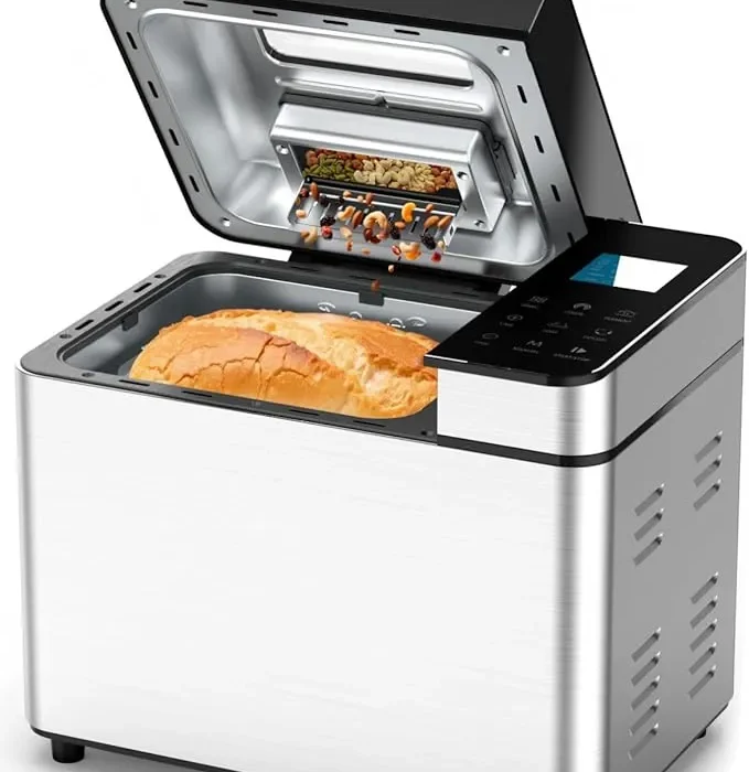 MERIOR 25-IN-1 Bread Maker with Visible Lid | 2lb Automatic Machine, Auto Nut Dispenser, 13-Hour Delay Timer, One-Touch Control & Recipes – Easy Operation, High Success for Homemade Bread