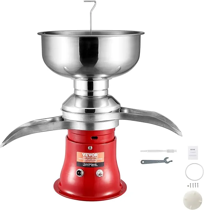 VEVOR Milk Cream Centrifugal Separator, 304 Stainless Steel Electric Cream Separators, 100L/H Output 10500RPM Goat Milk Separator, 30W Cow Cream Separator, Milk Skimmer with 5L Bowl Capacity, 100-240V