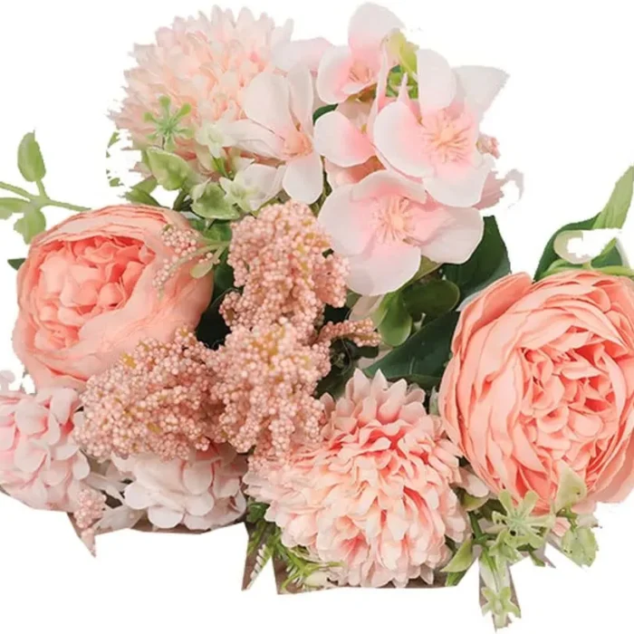 Artificial Flowers for Decoration Artificial Rose Flowers Vintage Artificial Silk Rose Flowers Bouquet Bride Holding Fake Flowers for Home Wedding Decor Artificial Flowers Plants, Pink