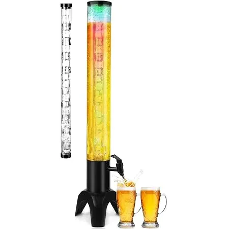 Tabletop Beer Dispenser, Tabletop Beer Tower, 3L Large Capacity, Wine Dispenser, Parties Beer Drink Dispenser for Festival Cocktail Party, Black/674
