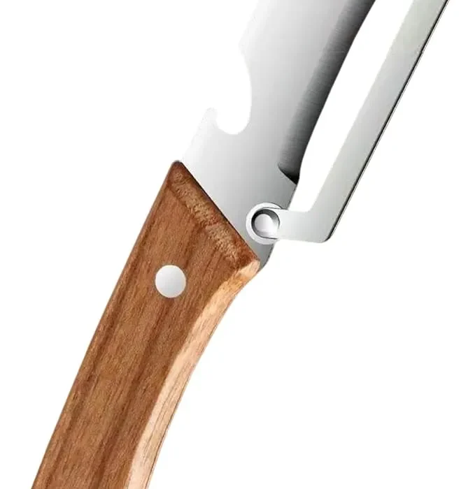 Multi-Functional Vegetable Peeler with Wooden Handle - Stainless Steel Blade Fruit Peeler & Bottle Opener Kitchen Gadget for Potato, Carrot, Pineapple (1 Pack)