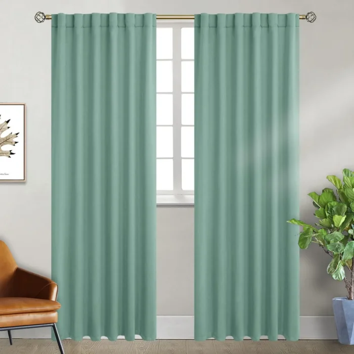 BGment Sage Green Curtains 84 Inch Length 2 Panels Set for Bedroom - Rod Pocket and Back Tab Solid Thermal Insulated Blackout Room Darkening Energy Saving Curtains for Living Room, 38 x 84 Inch