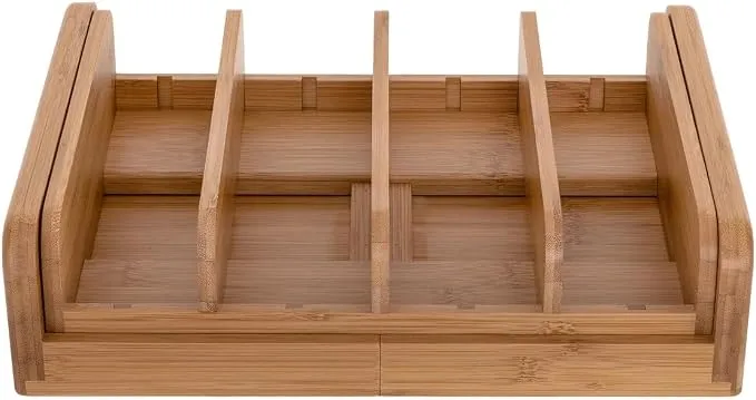 Seville Classics Expandable Cabinet Organizer, Brown Bamboo, 12.83" x 22.5" x 3.23" H