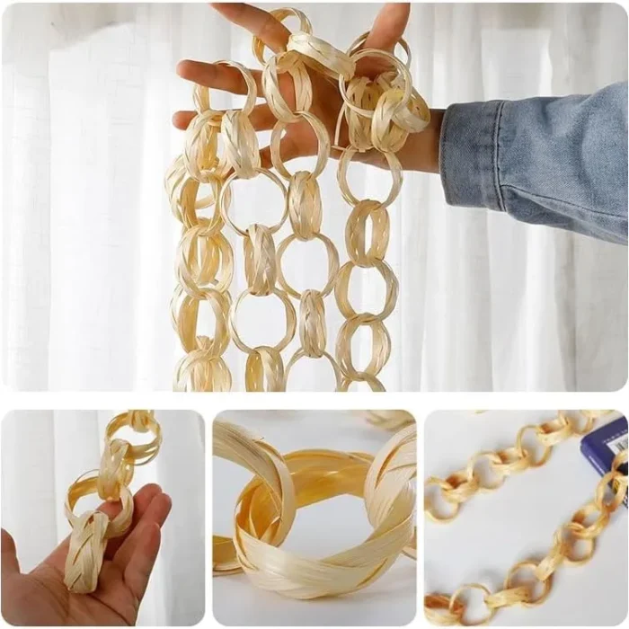 78.75 inch Long Bamboo Chain, Natural Material, Bamboo Woven Bamboo Ring Decoration 1 Piece