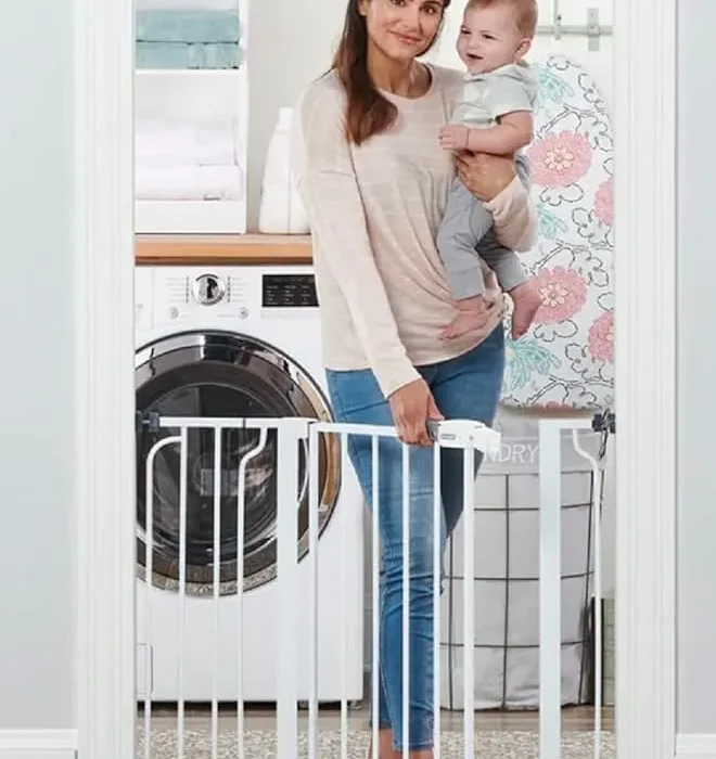 Regalo Safety 38.5 wide 30 Inch Extra Wide Baby Gate for Doorways & Bottom of Stairs, Pressure Mount Safety Gate for Babies, Toddlers & Pets, Tested & American Designed, Family Owned