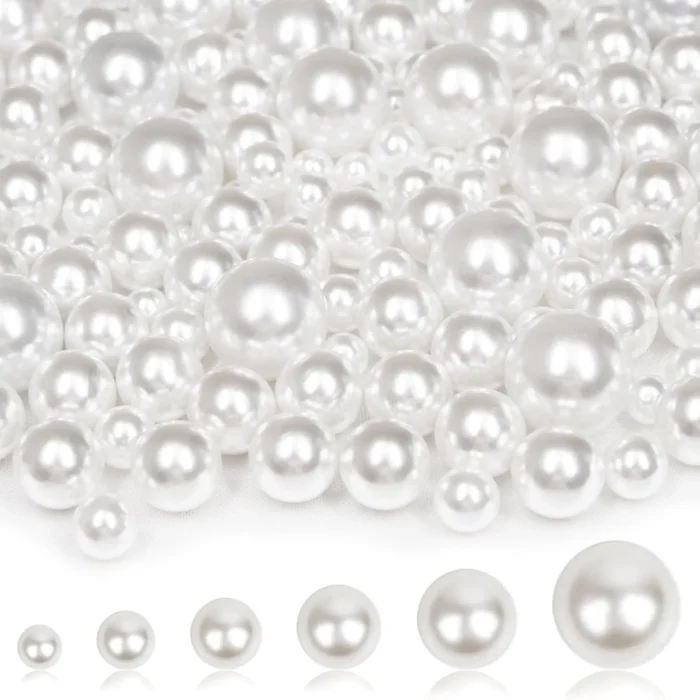 2000PCS Pearls for Crafting, White No Hole Beads for Centerpieces Vases, Assorted Sizes Bulk Fake Pearls Beads for Vase Filler, Candles Centerpiece, DIY Crafts, Jewelry Making (4/6/8/10/14/20mm)