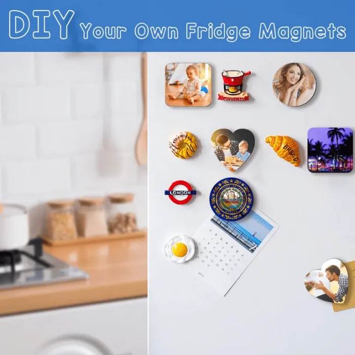 Sublimation Magnets Custom Fridge Magnets Personalized Sublimation Blanks Bulk for Home Kitchen Refrigerator Microwave Oven DIY Craft Gifts (30, White, 2.95" x 2.95")