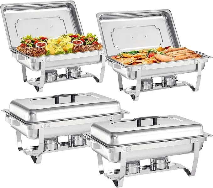 Chafing Dishes for Buffet, 9 Quart Stainless Steel Chafing Dish Buffet Set with Folding Frame, Food Warmers for Parties, Catering Supplies, Banquets, and Weddings