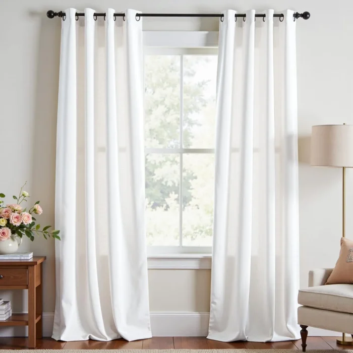 Lazzzy Velvet White Light Filtering Thermal Insulated Curtains 84 Inch Long, Window Curtains for Bedroom Living Room Drapes Luxury Modern Grommet Window Treatment, 2 Panels