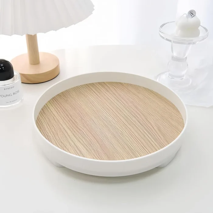 Brawclouds Round Decorative Tray for Coffee Table, Entryway Table, Bathroom Decor, Desk Organizer for Perfume, Candles, Keys, Jewelry Home Decor Trays (Round)