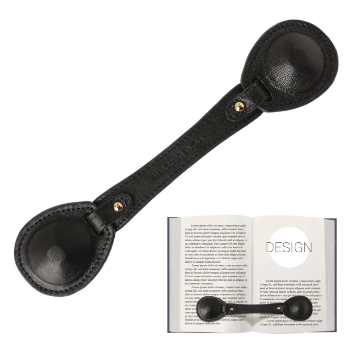 VANTOO Leather Weighted Bookmarks Page Holder for Women Men, Bookmarks for Reading, Gift for Book Lovers Writers Authors Poets (Black)