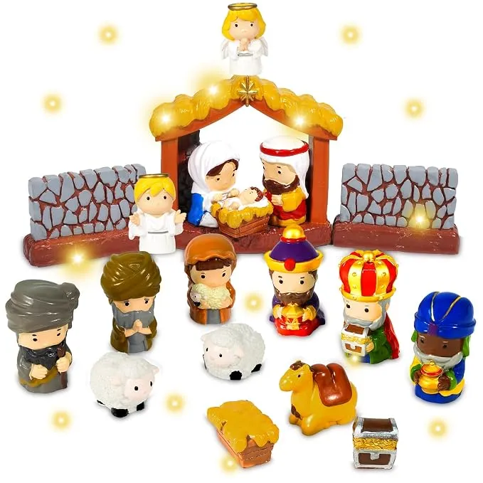 18 PCS Christmas Little Nativity Figurine, Christmas Nativity Scene Set Miniature Party Decorations Tabletop