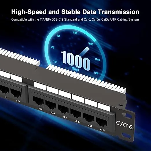 iwillink 24 Port Cat6 Patch Panel, RJ45 Keystone Network Patch Panel for Gigabit Network Switch and Other Ethernet Devices