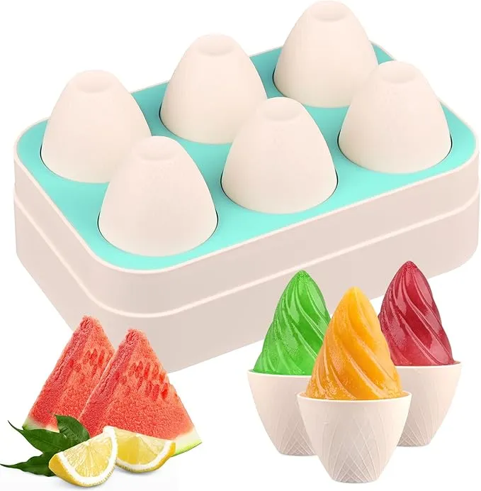WMKGG Silicone Popsicles Molds, 6 PCS Cone Shape Ice Pop Mold