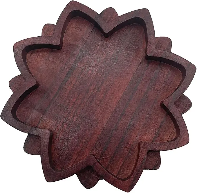 1 PC Lotus Crystal Decorated Wooden Tray Mandala Crystal Holder Stone Tray Wooden Jewelry Board Shelf Healing Organizer