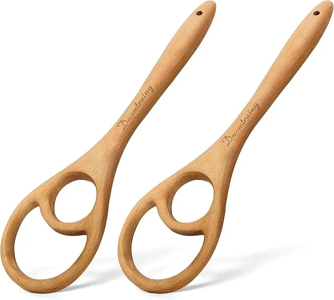 Wooden Danish Dough Whisk for Sourdough, One-Piece 2 Pack