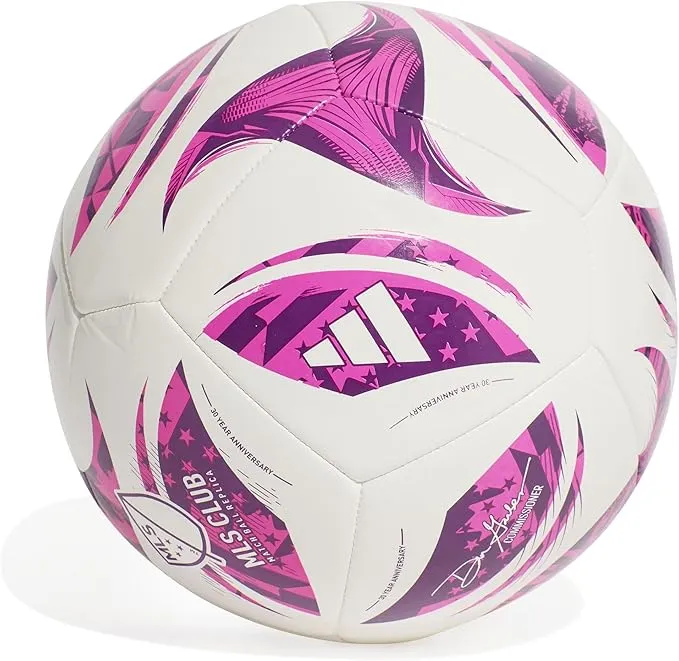 adidas Unisex-Adult MLS 25 Club Soccer Ball, White/Purple Burst/Glory Purple, 5
