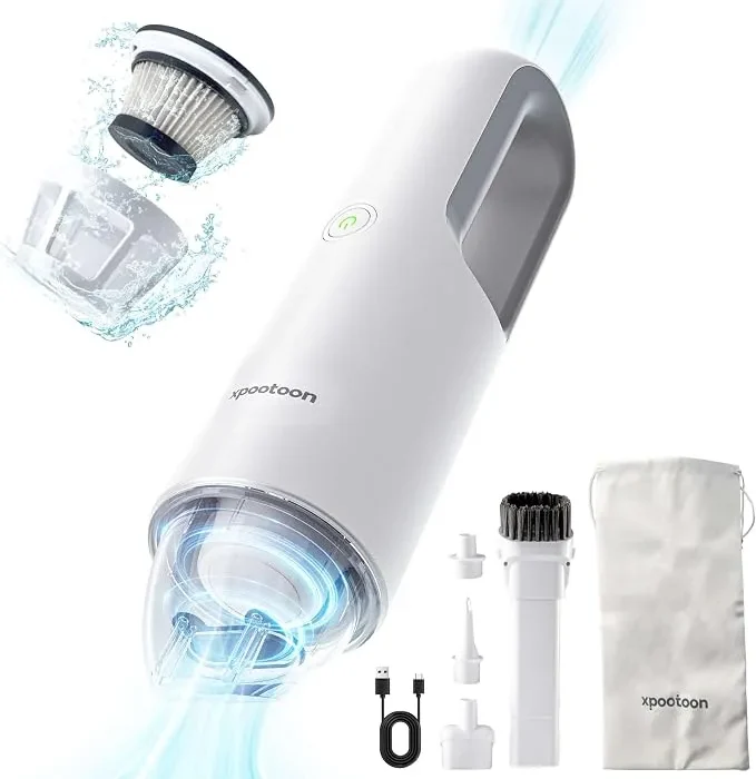 Car Vacuum Portable Cordless, Dust Busters Cordless Rechargeable with LED Light, 4 in 1 Blow & Suction Hand Held Mini Vacuum Cleaner, Multiple Nozzles, for Car, Pet, Home, Office