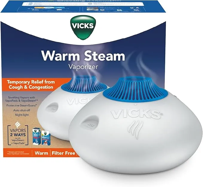 Vicks Warm Steam Vaporizer Humidifier with Night Light - 1.5gal - 600 sq ft - White