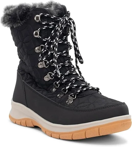 Chooka Womens Belltown Mid Faux Fur Cold Weather Boot - Water-Repellent Winter Snow Boot with Memory Foam Insole & Warm Plush Lining Size 7