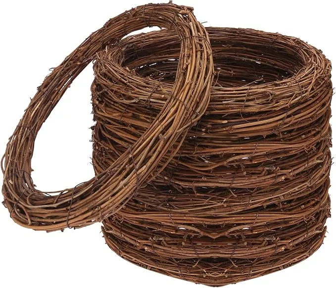 11 Pcs 10 Inch Natural Grapevine Wreath Set, Hand-Woven Vine Branch Wreaths for DIY Crafts, Christmas Decorations, Home & Event Styling