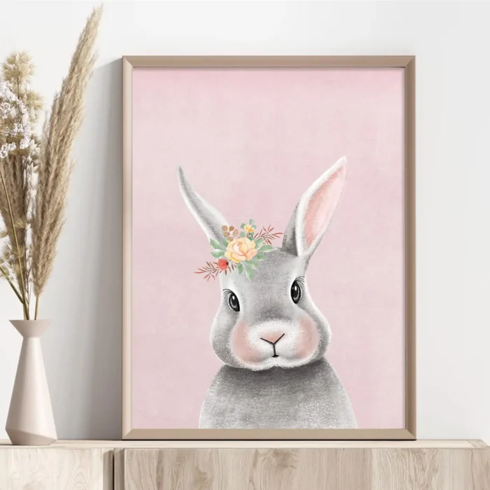 Easter Wall Art Prints Boho Bunny Egg Carrot Chick Art Poster Pastel Spring Wall Decor for Gallery Living Room Bedroom (Unframed, 8 x 10 Inch)