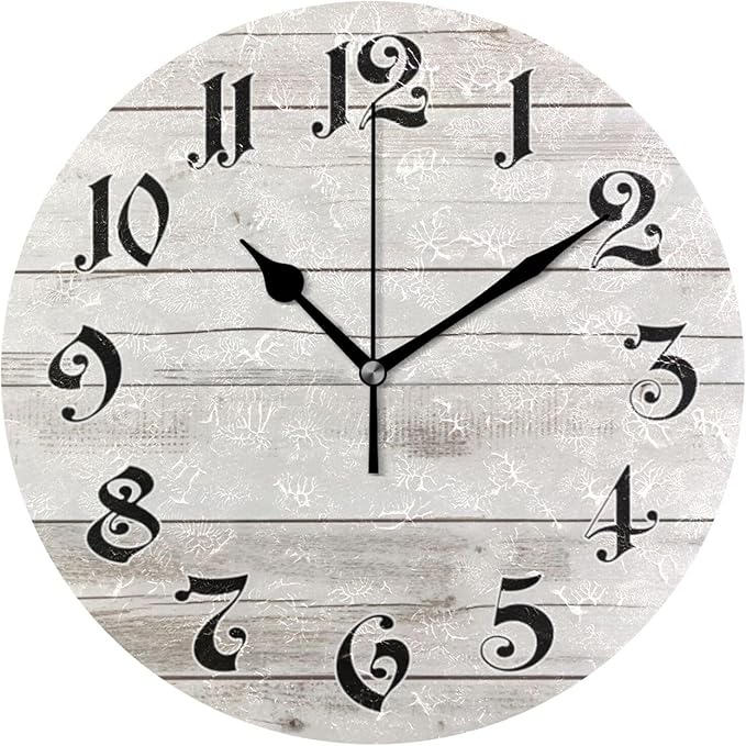 Black Wall Clock Silent Non-Ticking Battery Operated Round Stereoscopic Dial Clock for Office,Home,School,Kitchen,Living Room,Bedroom,Wooden Pattern