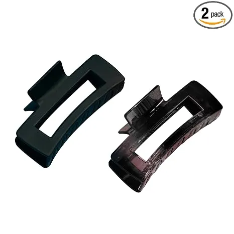 Gimme Beauty Rectangle Claw Clip Duo, Black & Tortoise, 2 Pack